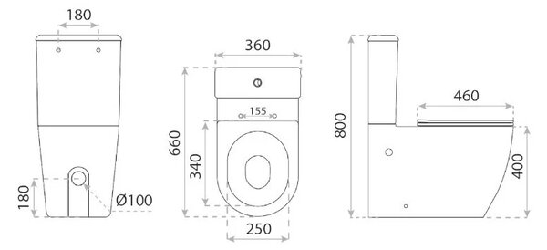 Vas WC rotund cu rezervor T2062, capac duroplast cu inchidere lenta, mecanism inclus, rimless