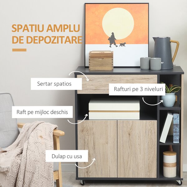 Mobilier de Bucătărie Multifuncțional HOMCOM, 80x39x86.5cm | Aosom Romania