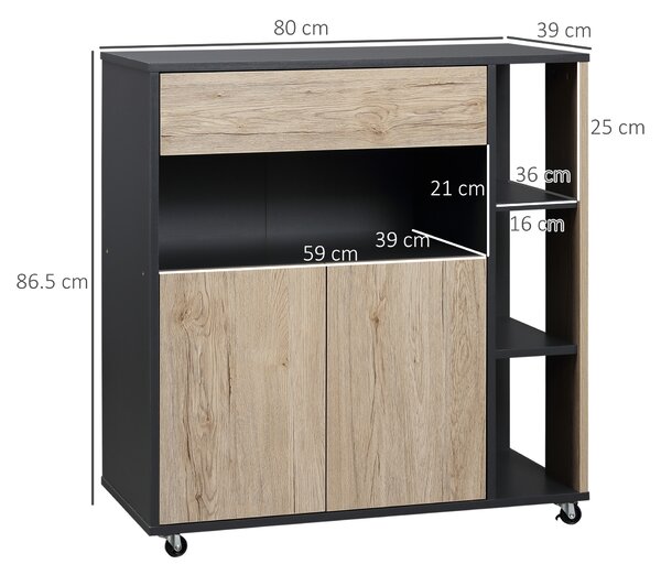 Mobilier de Bucătărie Multifuncțional HOMCOM, 80x39x86.5cm | Aosom Romania