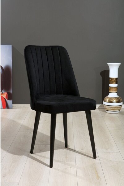 Set 2 scaune VEGA, negru, stofa catifelata/metal, 46x45x92 cm