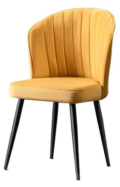 Set 2 scaune RUBI, galben/negru, stofa catifelata/metal, 52x42x85 cm