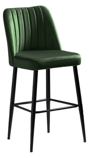 Set 2 scaune bar VENTO, verde/negru, stofa catifelata/metal, 49x45x99