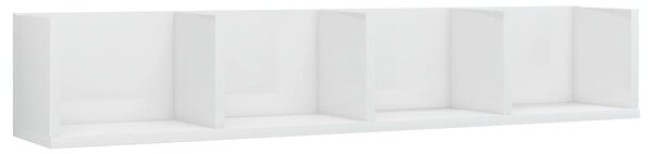 Raft de perete CD-uri, alb extralucios, 100 x 18 x 18 cm, PAL