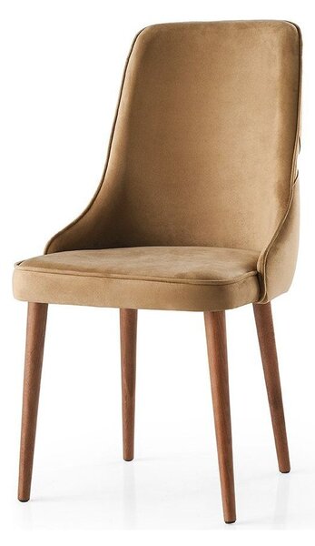 Set 4 scaune SEYHAN, maro/nuc, stofa catifelata, 52x50x98 cm