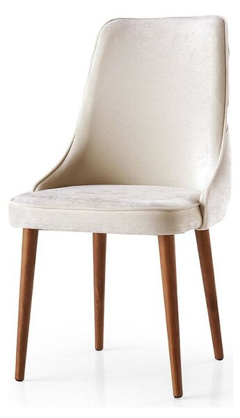 Set 4 scaune SEYHAN, crem/nuc, stofa catifelata, 52x50x98 cm