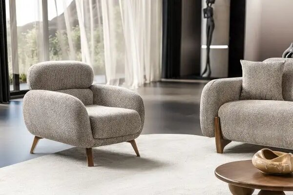 Set canapea semiextensibila si 2 fotolii Boucle Belize