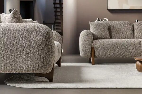 Set canapea semiextensibila si 2 fotolii Boucle Belize