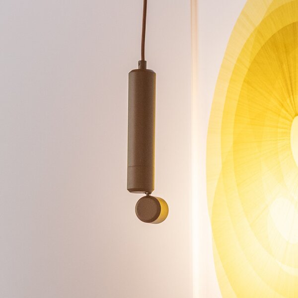 IT´S ABOUT ROMI IT'S Lampă suspendată LED Milan, maro, Ø 6 cm, metal, Maro / Rugină, Camera de zi / sufragerie, Aluminiu, Modern