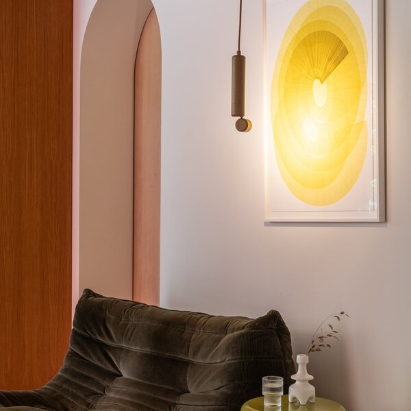 IT´S ABOUT ROMI IT'S Lampă suspendată LED Milan, maro, Ø 6 cm, metal, Maro / Rugină, Camera de zi / sufragerie, Aluminiu, Modern