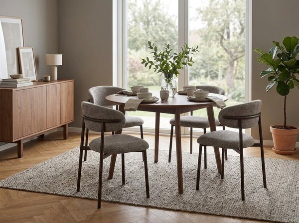 Scaun de dining tapitat ROCKET, nuc/cappuccino