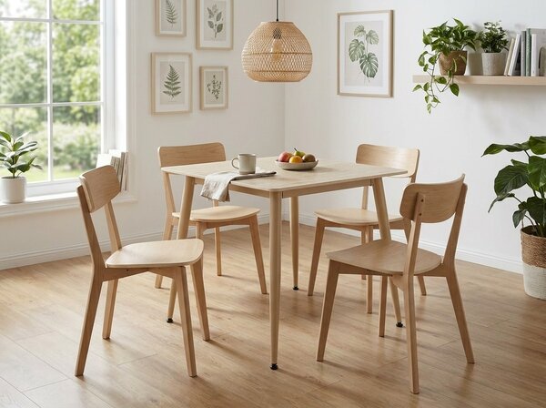 Masa de dining patrata ZURELI 80 x 80 cm, travertin/casmir