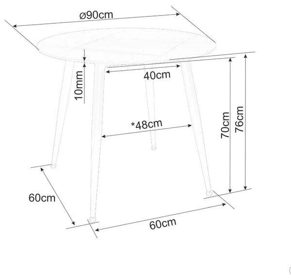 Masa rotunda de dining NELVO 90 cm, travertin/casmir