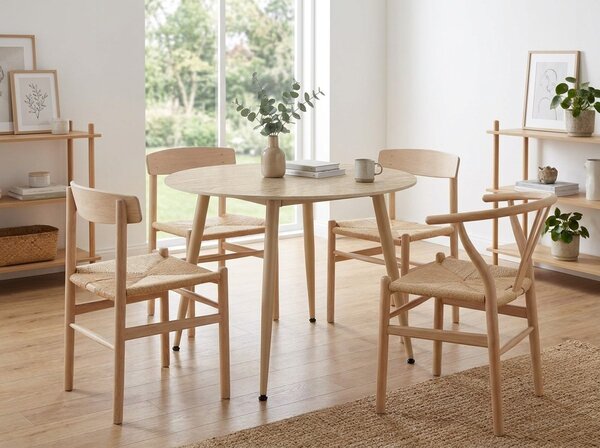 Masa rotunda de dining NELVO 90 cm, travertin/casmir