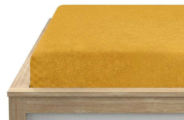 Cearsaf Frotté PREMIUM galben-portocaliu 90x200 cm
