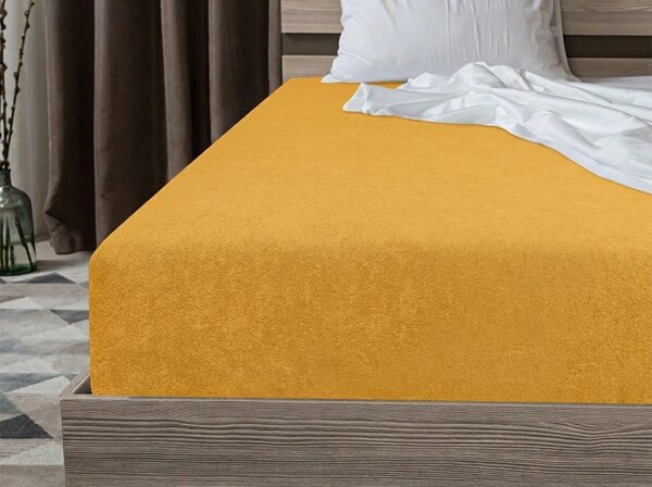 Cearsaf Frotté PREMIUM galben-portocaliu 90x200 cm