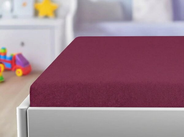 Cearsaf frote pentru patut copii PREMIUM 60x120 cm visiniu