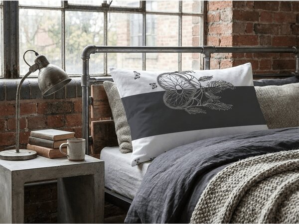 Fata de perna din policoton TIRSO POLY 50x70 cm, buton alb-gri