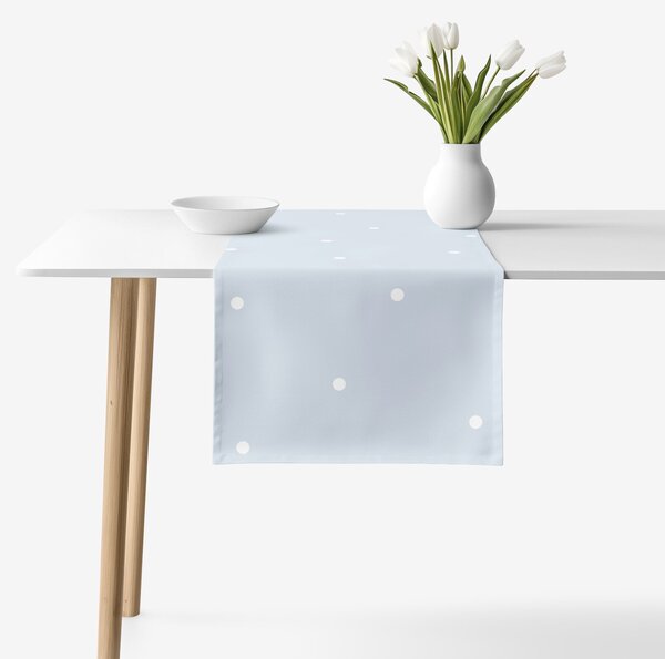 Goldea napron de masă 100% bumbac - buline pe fundal albastru-cer 35x120 cm