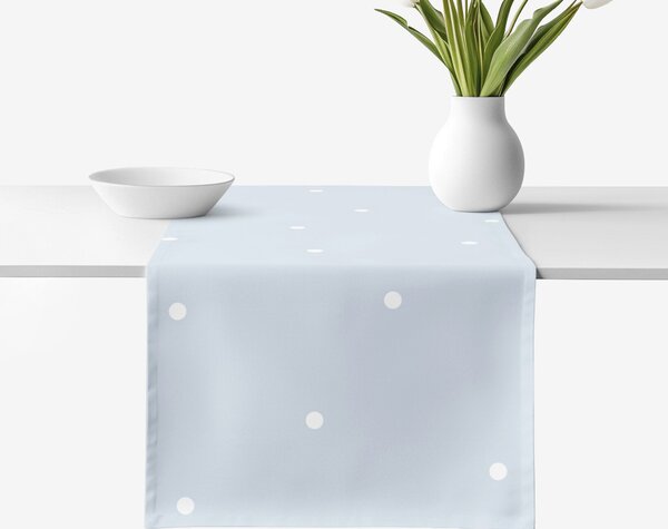 Goldea napron de masă 100% bumbac - buline pe fundal albastru-cer 35x120 cm
