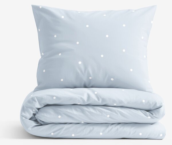 Goldea lenjerie de pat 100% bumbac - buline pe fundal albastru-cer 180 x 200 și 2buc 50 x 70 cm