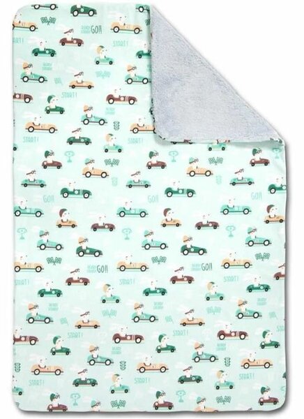 Set 2 paturici duble pufoase cu doua fete 100x78 cm Kidizi Fluffy Magic Husty Rabbit