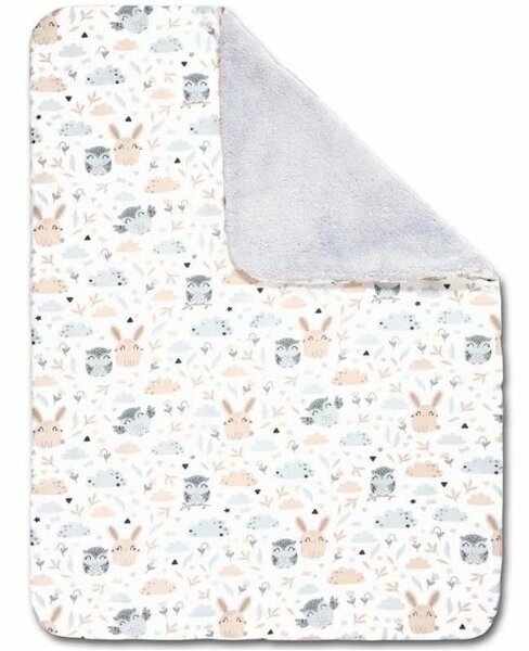Set 2 paturici duble pufoase cu doua fete 100x78 cm Kidizi Fluffy Magic Forest Friends