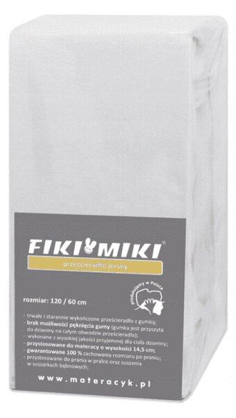 Cearsaf Fiki Miki cu elastic jerse Bumbac alb 120/60 cm