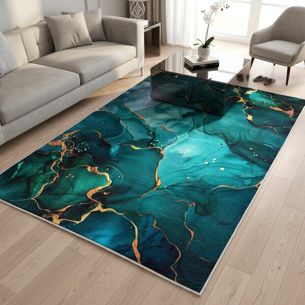 Covor camera antiderapant, 200x300 cm, Modern Abstract Marmorat