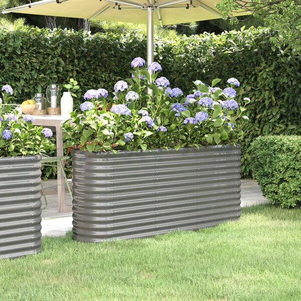 Jardinieră grădină gri 152x40x68 cm oțel vopsit electrostatic