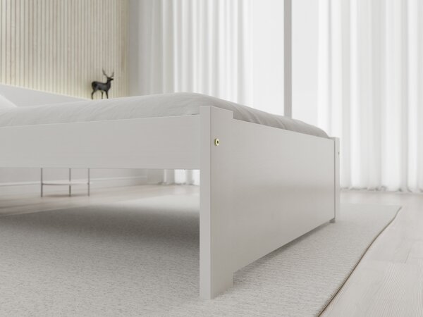 Pat de o persoana Culoare alb, IKAROS 90 x 200 cm Saltele: Fara saltea, Somiera pat: Cu lamele drepte