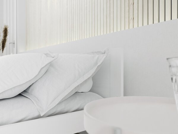 Pat de o persoana Culoare alb, IKAROS 90 x 200 cm Saltele: Fara saltea, Somiera pat: Cu lamele drepte