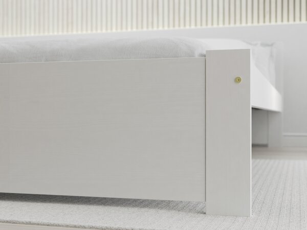 Pat de o persoana Culoare alb, IKAROS 90 x 200 cm Saltele: Fara saltea, Somiera pat: Cu lamele drepte
