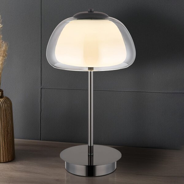 Globo Lampa de birou cu LED Avila, gri fumuriu/negru, sticlă, CCT, dimabil, reglabil, Gri, Camera de zi / sufragerie, Sticlă