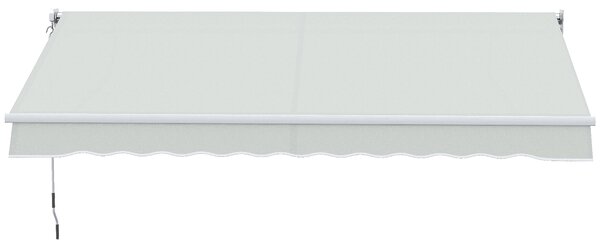 Outsunny Copertină Manuală pentru Soare, Cadru din Aluminiu și Poliester, Protecție UV, 200x295 cm, Alb Crem | Aosom Romania