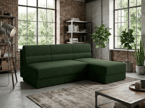 Coltar extensibil de colt TAVERO SLIM, verde inchis, reversibil, 201x140 cm