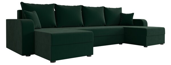 Coltar extensibil in forma de U VALERIO, verde inchis, 305x140 cm