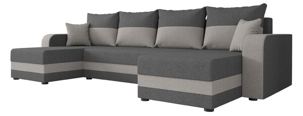 Coltar extensibil in forma de U VALERIO, gri inchis/gri deschis, 305x140 cm