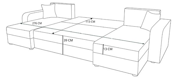 Coltar extensibil in forma de U VALERIO, gri inchis/antracit, 305x140 cm