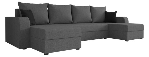Coltar extensibil in forma de U VALERIO, gri inchis, 305x140 cm
