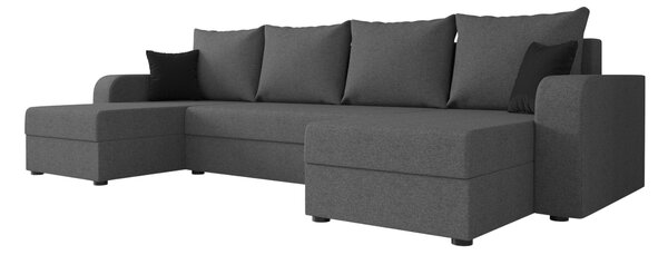 Coltar extensibil in forma de U VALERIO, gri inchis, 305x140 cm