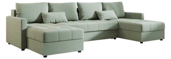 Coltar extensibil in forma de U VENORIA, verde deschis, 285x146 cm + 2 perne GRATUIT