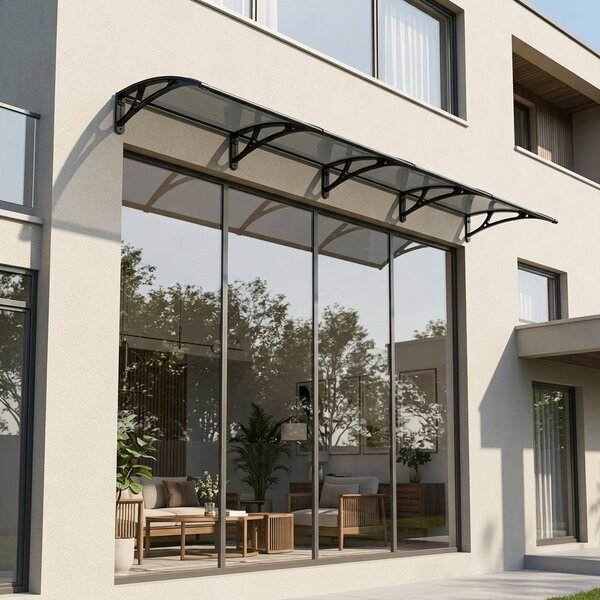 Copertină PRO 400x80 cm din aluminiu și plexiglas – Negru/Antracit