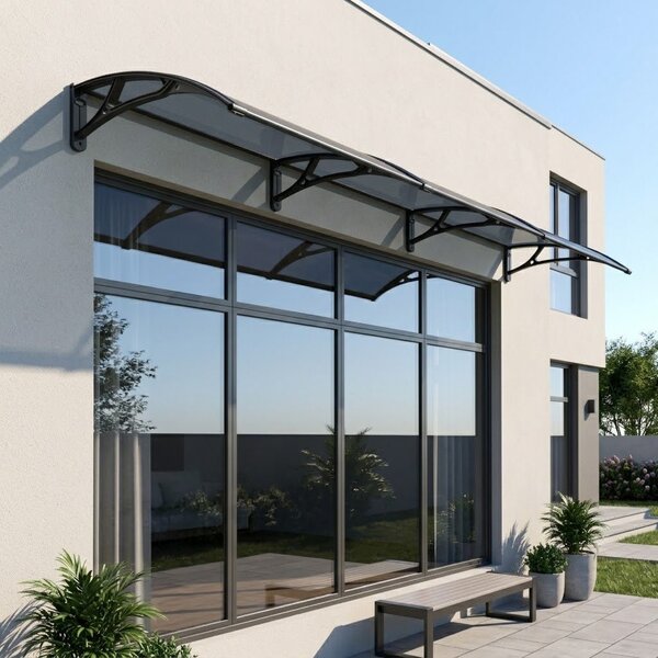 Copertină PRO 360x80 cm din aluminiu și plexiglas – Negru/Antracit