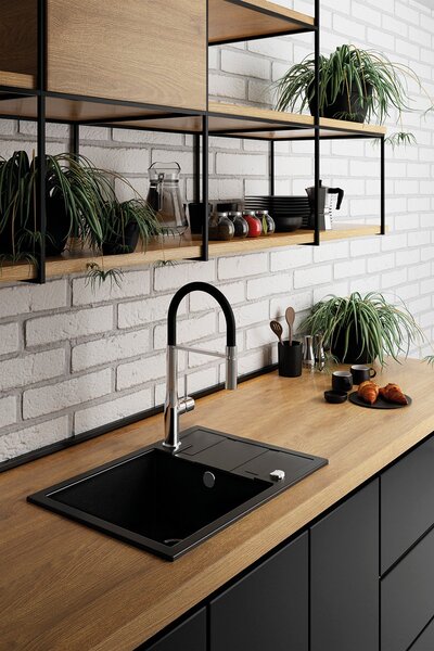 Laveo Barbados chiuvetă din granit 78x48 cm negru SBB720T