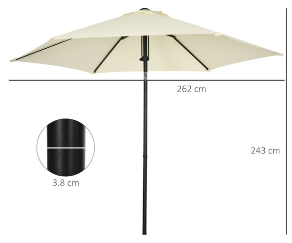 Outsunny Umbrelă de Soare pentru Grădină, Material Poliester și Structură Metalică cu 6 Bare, Ø262x243cm, Bej și Negru | Aosom Romania