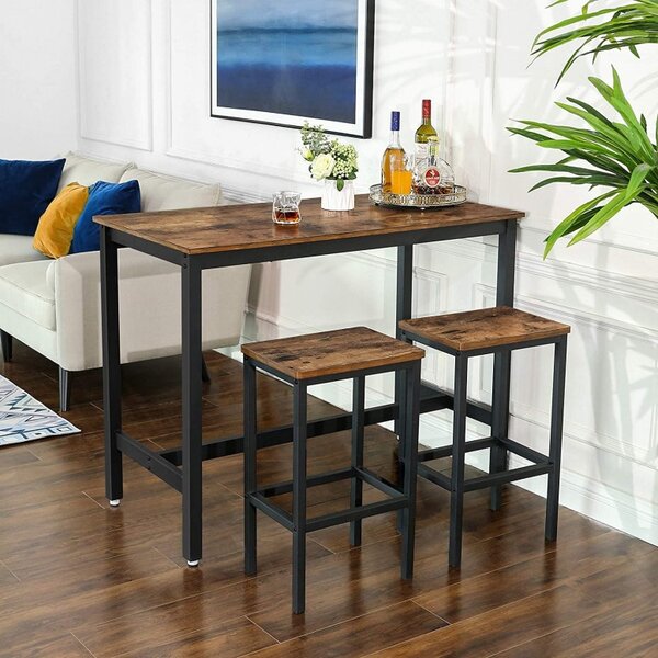 Set Masa si scaune Model Shane, 120x60x90 cm, Maro Rustic/Negru