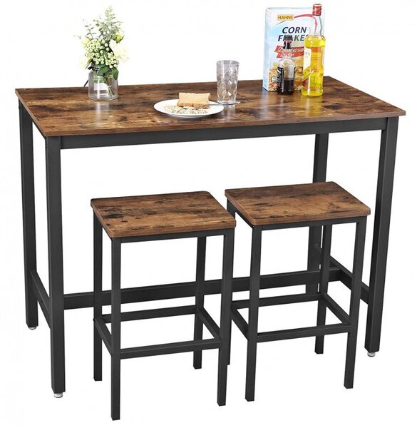 Set Masa si scaune Model Shane, 120x60x90 cm, Maro Rustic/Negru