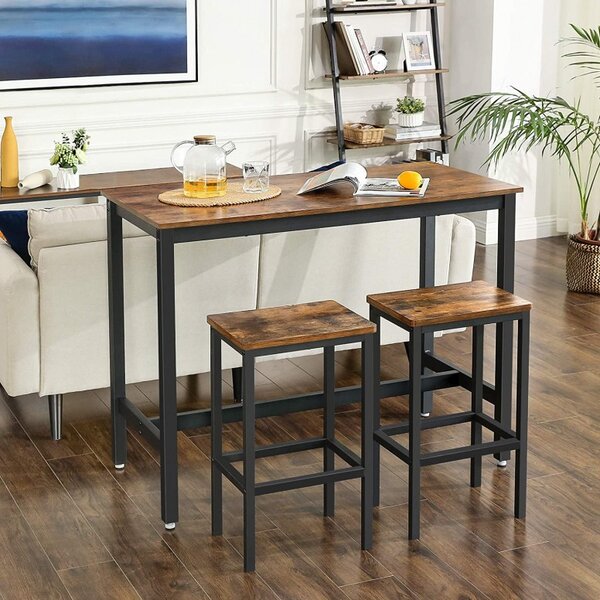 Set Masa si scaune Model Shane, 120x60x90 cm, Maro Rustic/Negru