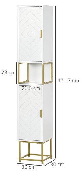Kleankin Dulap baie cu dulapuri si compartimente deschise, mobilier pentru baie de dimensiuni reduse din MDF | Aosom Romania