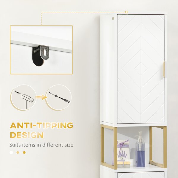 Kleankin Dulap baie cu dulapuri si compartimente deschise, mobilier pentru baie de dimensiuni reduse din MDF | Aosom Romania